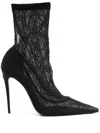 Dolce & Gabbana Fabric Ankle Boots In Black