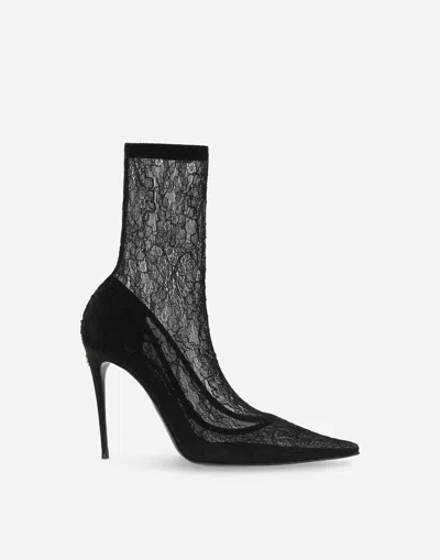 Dolce & Gabbana Lace Ankle Boots In Black
