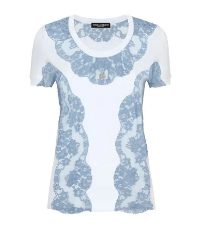 Dolce & Gabbana T-shirt With Dg Logo And Lace In White