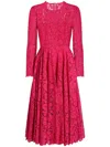 Dolce & Gabbana Calf-length Circle-skirt Dress In Cordonetto Lace In Pink