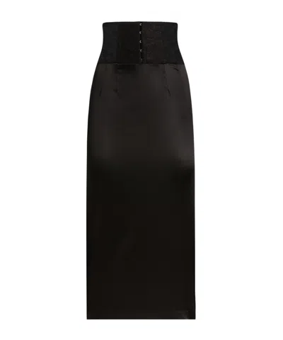 DOLCE & GABBANA DOLCE  GABBANA BELT DETAILED SATIN CALF-LENGTH SKIRT