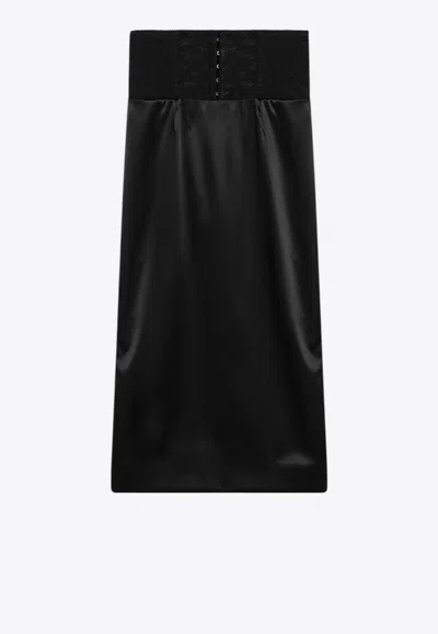 DOLCE & GABBANA CORSET-BELT MIDI SKIRT