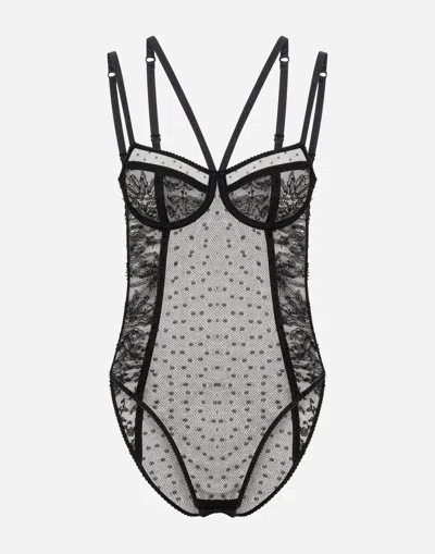 Dolce & Gabbana Lace Balconette Bodysuit In Black
