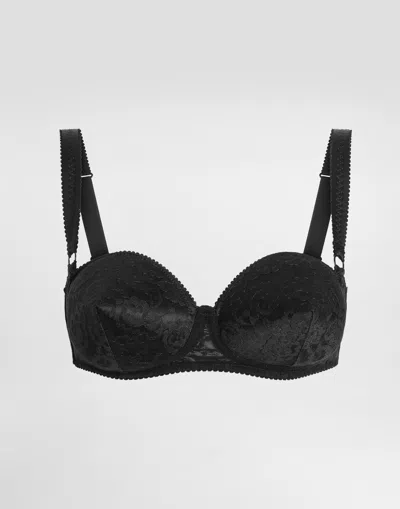 DOLCE & GABBANA LACE BALCONETTE BRA WITH CONICAL CUPS