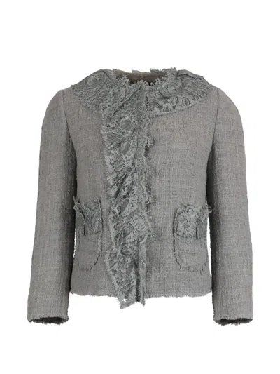 Pre-owned Dolce & Gabbana Lace Boucle Jacket In Grey