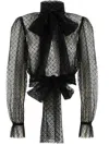Dolce & Gabbana Lace Blouse With Bow Detail And Ruffle Cuffs In Black