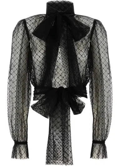 DOLCE & GABBANA LACE BOW-DETAIL BLOUSE