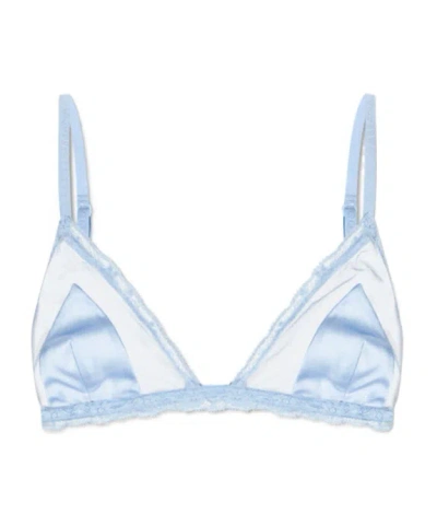DOLCE & GABBANA DOLCE  GABBANA LACE DETAILED SATIN TRIANGLE BRA