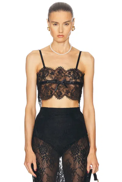 Dolce & Gabbana Black Bralette Top In Silk Satin And Lace