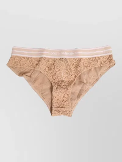 Dolce & Gabbana Lace Brasiliano Briefs Logo Waistband Underwear