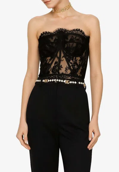 DOLCE & GABBANA LACE BUSTIER TOP