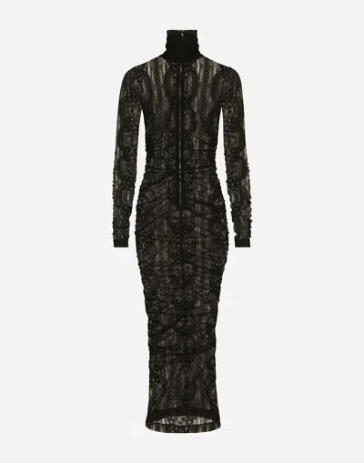 Dolce & Gabbana Lace Calf-length Dress In Black