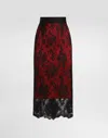 Dolce & Gabbana Lace Calf-length Pencil Skirt With Contrasting Lining In Black