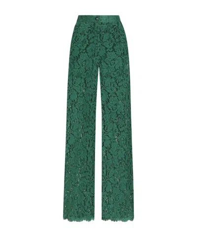 Dolce & Gabbana Lace Casual Pants In Green