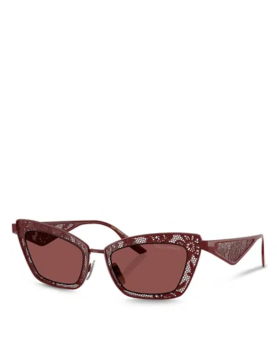 Dolce & Gabbana Lace Cat Eye Sunglasses, 51mm In Bordeaux