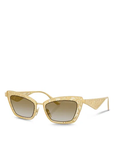 Dolce & Gabbana Lace Cat Eye Sunglasses, 51mm In Matte Gold
