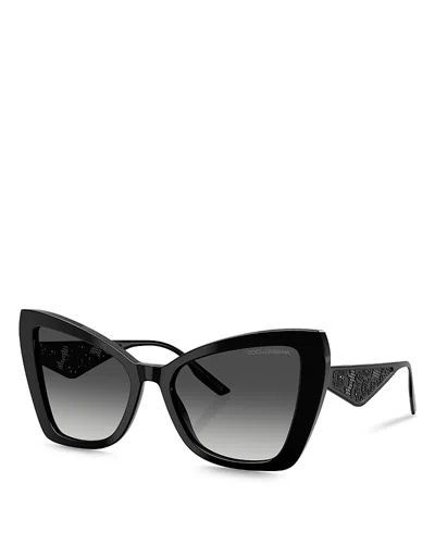Dolce & Gabbana Lace Cat Eye Sunglasses, 55mm In Black