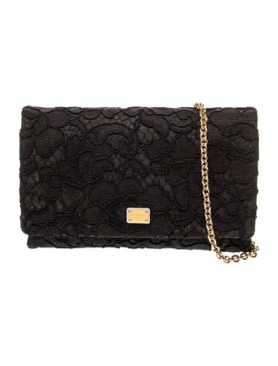 Pre-owned Dolce & Gabbana Lace Clutch In Black