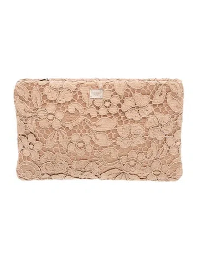 Pre-owned Dolce & Gabbana Lace Clutch In Neutrals