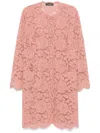 Dolce & Gabbana Collarless Lace Floral Patch Pockets Coat In Pink