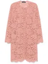 Dolce & Gabbana Collarless Lace Floral Patch Pockets Coat In Multicolor