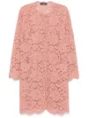Dolce & Gabbana Collarless Lace Floral Patch Pockets Coat In Multicolor