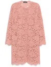 Dolce & Gabbana Collarless Lace Floral Patch Pockets Coat In Pink