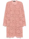 Dolce & Gabbana Collarless Lace Floral Patch Pockets Coat In Pink & Purple