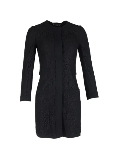 Pre-owned Dolce & Gabbana Lace Collarless Coat In Black