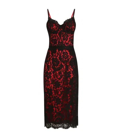 DOLCE & GABBANA LACE CONTRAST SLIP DRESS