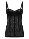 Dolce & Gabbana Lace Top With Underbust Cut In Black