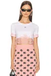 Dolce & Gabbana Cropped Jersey T-shirt With Dg Logo And Lace Inserts