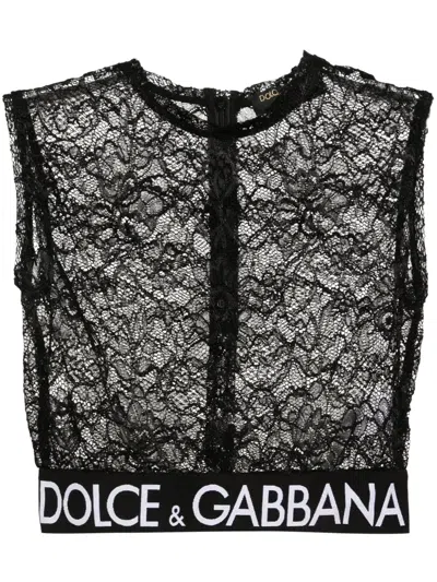 Dolce & Gabbana Lace Crop Top In Black