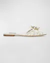 Dolce & Gabbana Bianca Brooch-embellished Lace And Mesh Sandals In Ice