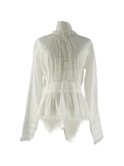 Pre-owned Dolce & Gabbana Lace-detail Cotton Blouse In White