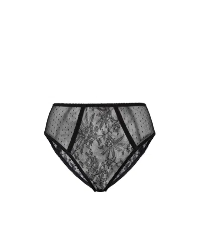 Dolce & Gabbana Lace Panelled Semi-sheer Briefs In Black