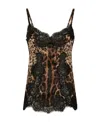 Dolce & Gabbana Silk Balconette Lingerie Bodysuit With Leopard-print Lace Details In Black