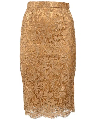 Pre-owned Dolce & Gabbana Lace Detail Midi Pencil Skirt (authentic Pre-loved)