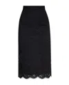 Dolce & Gabbana Fluted Lace Midi Skirt In Black