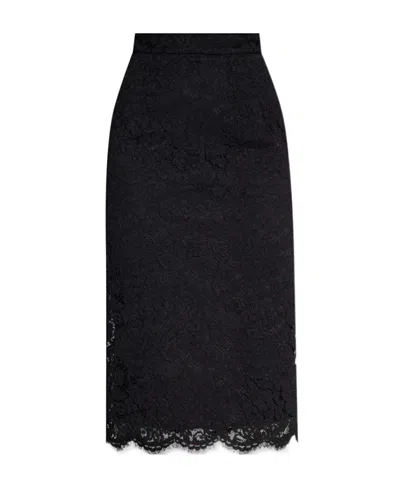 DOLCE & GABBANA DOLCE  GABBANA HIGH-WAISTED LACED MIDI SKIRT