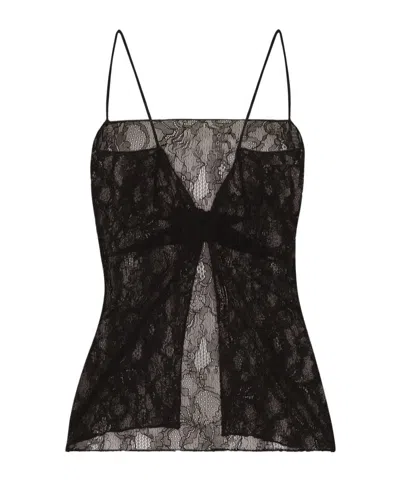 Dolce & Gabbana Lace-detail Open-back Top In Black