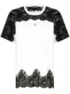 Dolce & Gabbana Jersey T-shirt With Dg Logo And Lace Inserts In White