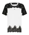 Dolce & Gabbana Jersey T-shirt With Dg Logo And Lace Inserts In White