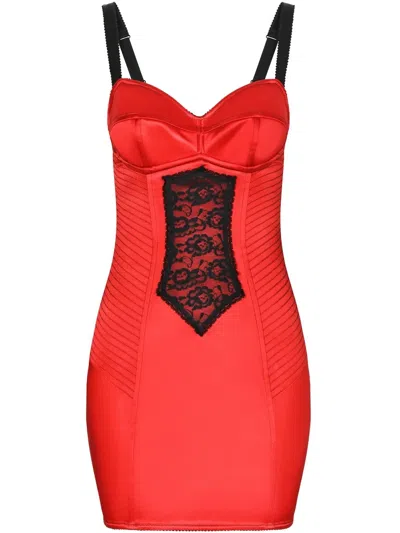 Dolce & Gabbana Lace-detail Sleeveless Minidress In Red