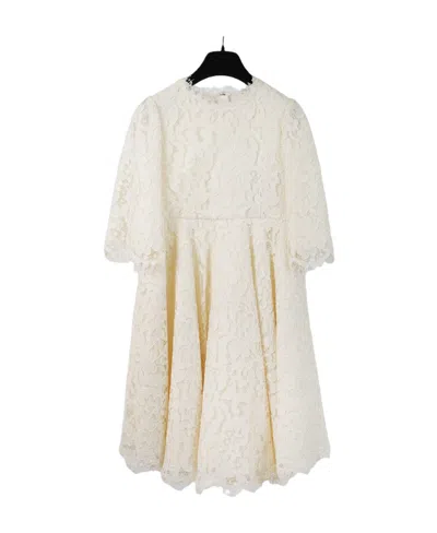 Dolce & Gabbana Lace-detail Short-sleeved Dress In White