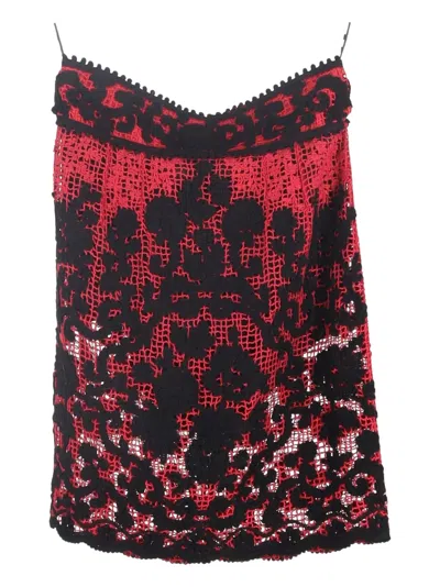Pre-owned Dolce & Gabbana Lace Detail Skirt In Red