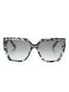 Dolce & Gabbana Lace-detail Square-frame Sunglasses In Black