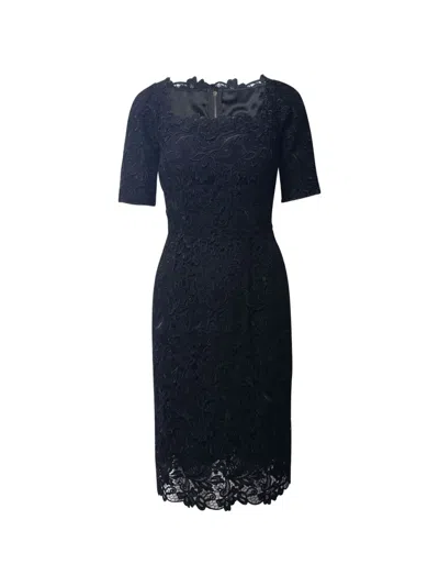 Pre-owned Dolce & Gabbana Lace-detail Square-neck Midi Dress In Black