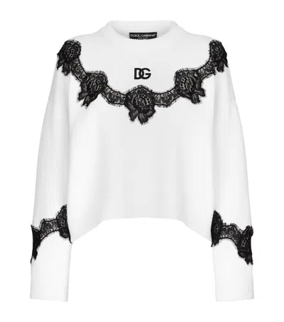 DOLCE & GABBANA LACE-DETAIL SWEATER