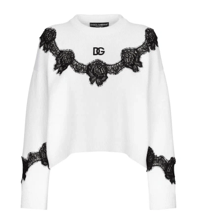 Dolce & Gabbana Lace-detail Sweater In White